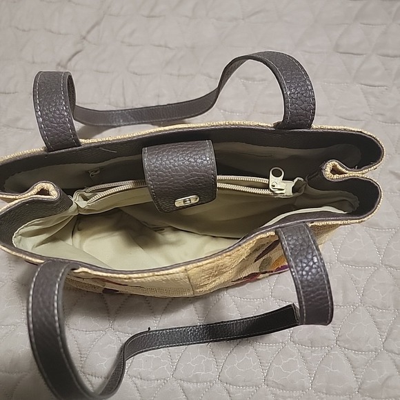 Liz Claiborne Embroidered Raffia/Palm Handbag/Purse - Picture 6 of 8